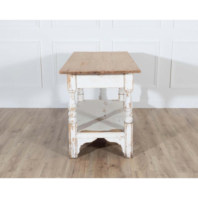 19th Century Swedish Painted Pine Cutting Table with Drawer For Sale In Atlanta - Image 6 of 8