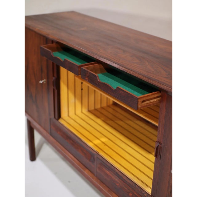 Danish Highboard with Bar and Tambour Doors in Kingwood, 1960s For Sale - Image 13 of 18