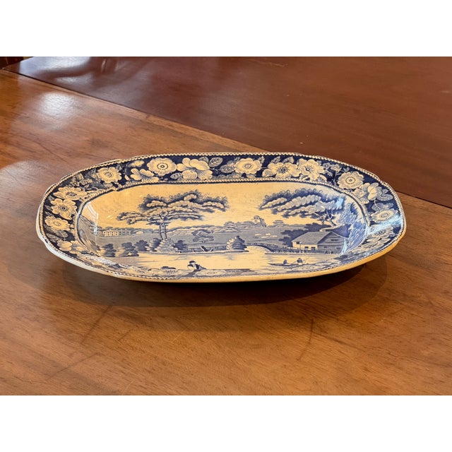 19th Century 19th Century Blue Transferware Plate With Boatman Scene For Sale - Image 5 of 7
