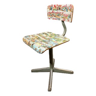 Vintage Comic Print Stool For Sale