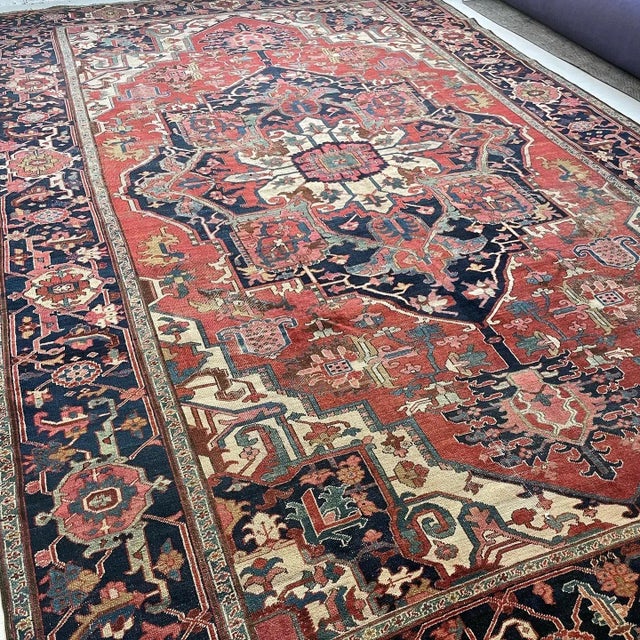 Art Deco 1900's Antique Serapi Rug For Sale - Image 3 of 12
