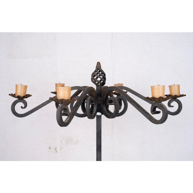 Late 20th Century Pair of Wrought Iron Candelabra For Sale - Image 4 of 8