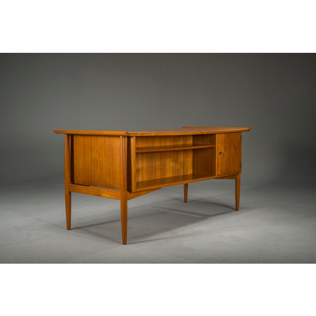 Mid-Century Danish Teak Executive Desk by Arne Vodder for H.P. Hansen, 1960s For Sale - Image 6 of 18
