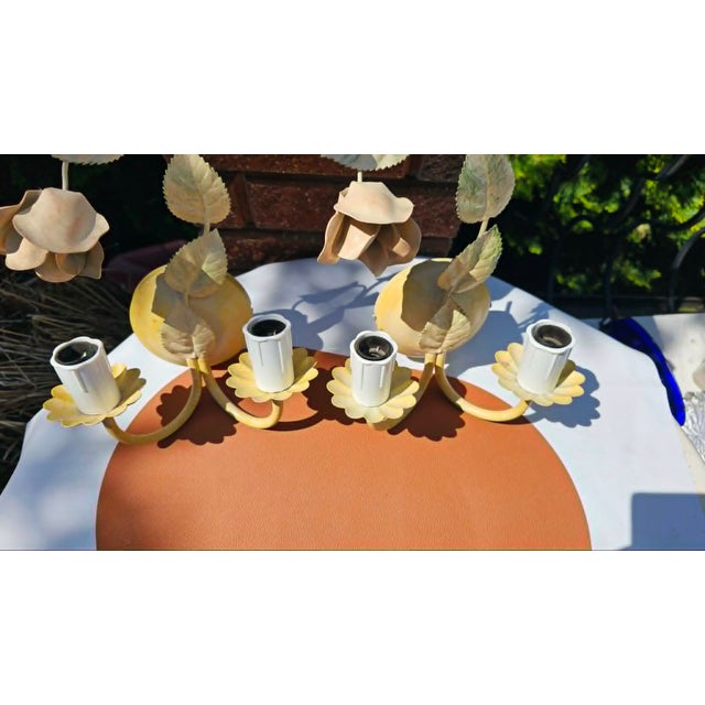 1970s Italian Double Wall Lamp with Flowers, 1970s For Sale - Image 5 of 8