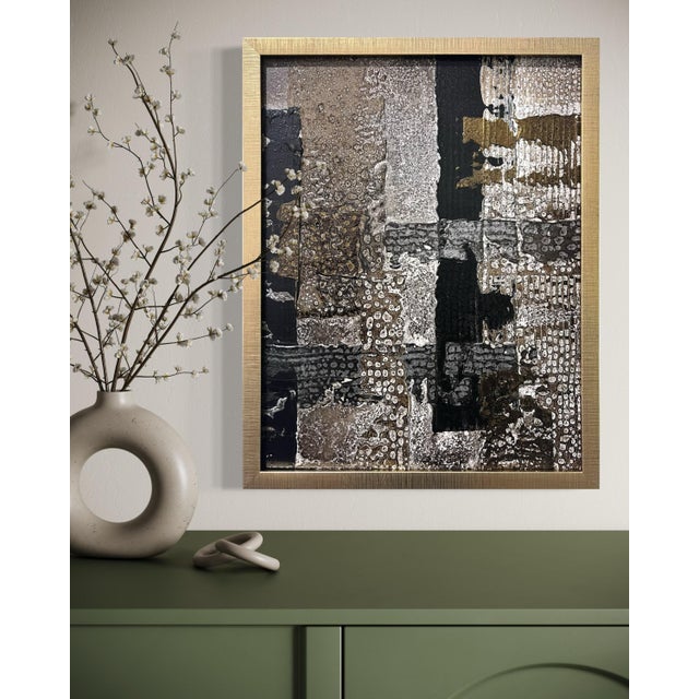This original mixed-media abstract painting by J. Kent Martin is inspired by aerial views of farmland and the ordered...