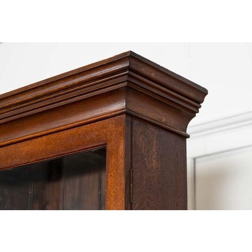 Large Antique English Oak Glazed Bookcase Cabinet, 1880 For Sale - Image 14 of 18
