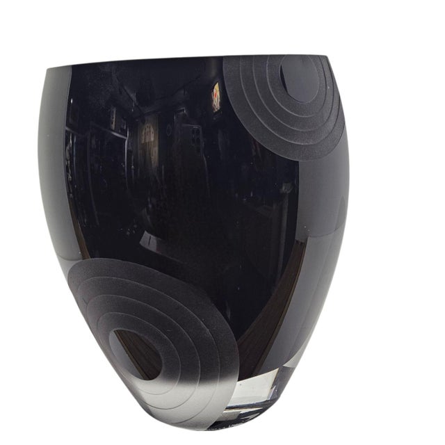 Black Art Deco Finnish Vase in Glass, 1970s For Sale - Image 8 of 10