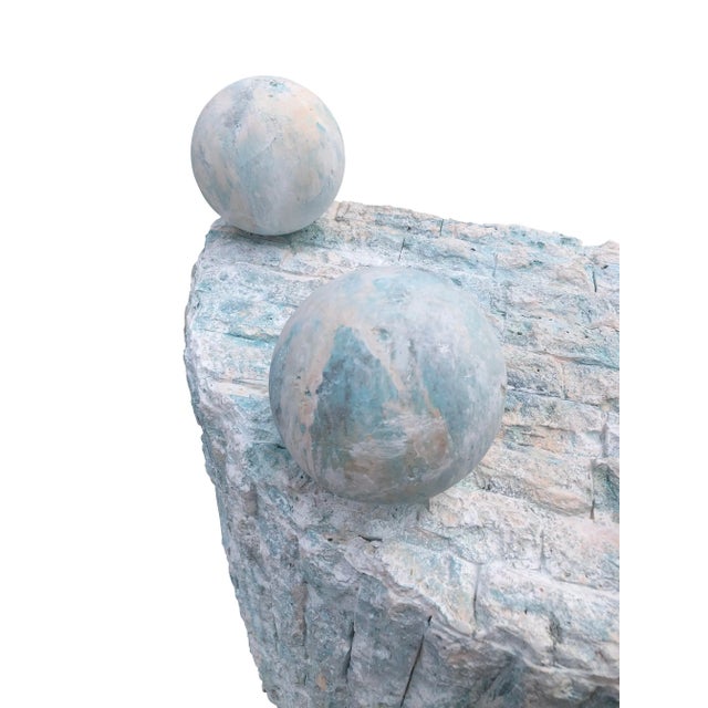 Stone Vintage Verdigris Tessellated Console Table With Glass Top For Sale - Image 7 of 9