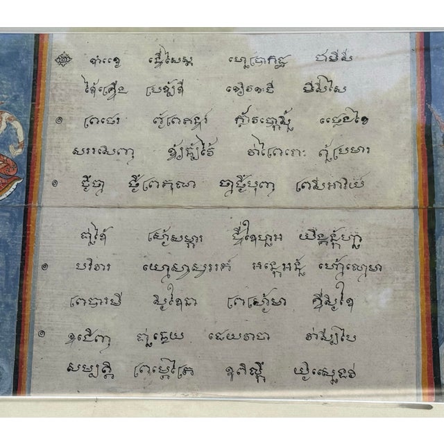 Early 20th Century Antique Thai Buddhist Phra Malai Samut Khoi Illustrated Leaf Manuscript Page For Sale - Image 5 of 8