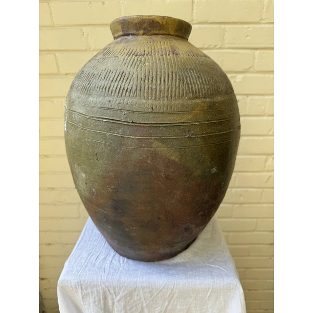 Camel Antique Late 19th Century Chinese Stoneware Martaban Storage Jar For Sale - Image 8 of 10