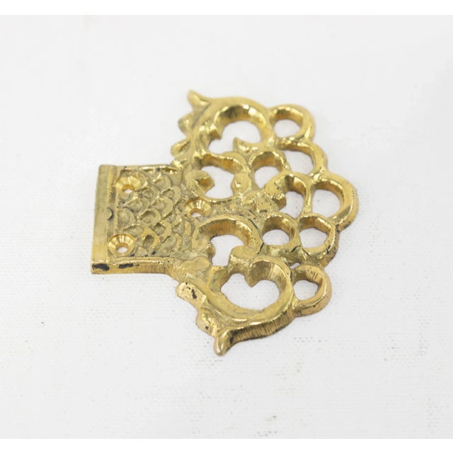 Vintage Brass Hollow Fish and Wave Pattern Cabinet Door Decorative Piece For Sale In New York - Image 6 of 6