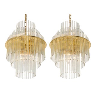 Petite Crystal Glass Rod Pendant Light, Germany, 1970s For Sale