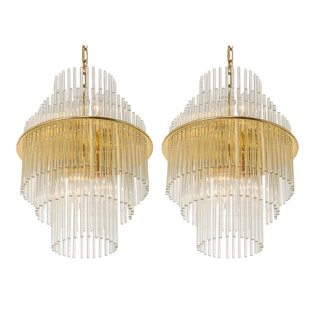 Petite Crystal Glass Rod Pendant Light, Germany, 1970s For Sale