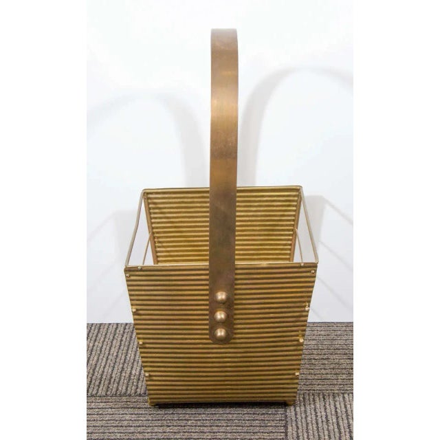 Mid-Century Modern 1950s Italian Brass Magazine Basket For Sale - Image 3 of 6