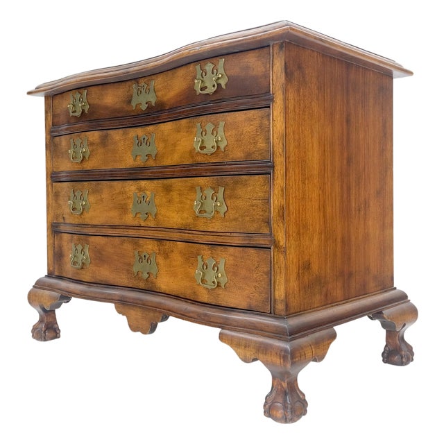 Light Mahogany Ball & Claw Feet Brass Hardware 4 Drawers Bachelor Chest Dresser For Sale
