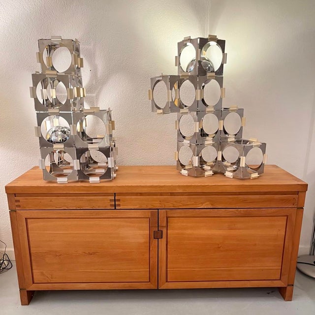 Modular Floor Lamp in Brushed and Polished Stainless Steel from Reggiani, Italy, 1970s For Sale - Image 9 of 17