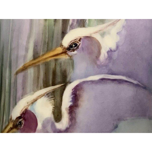Gorgeous Vienna Austria Oversized Vase Decorated with Hand Painted Scene of Egrets for your consideration. The vase...