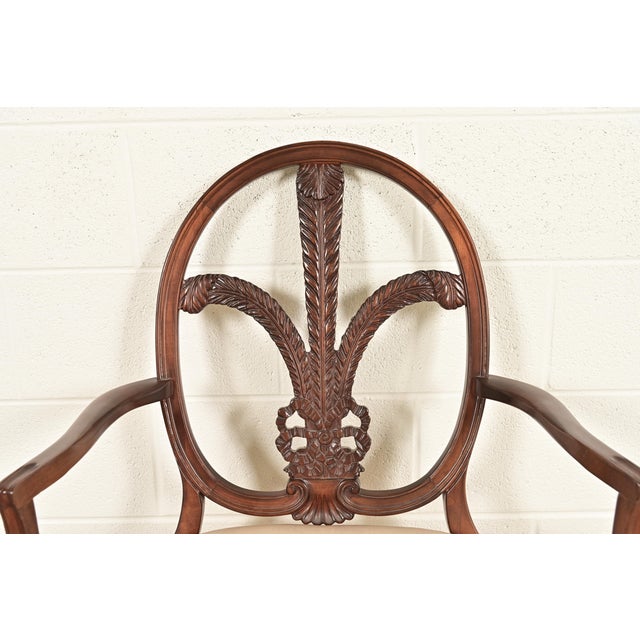 Wood Romweber Antique French Regency Louis XVI Carved Mahogany Dining Chairs, Set of Six For Sale - Image 7 of 14