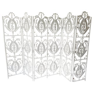 Boho Rattan Wicker Peacock Screens - A Pair For Sale