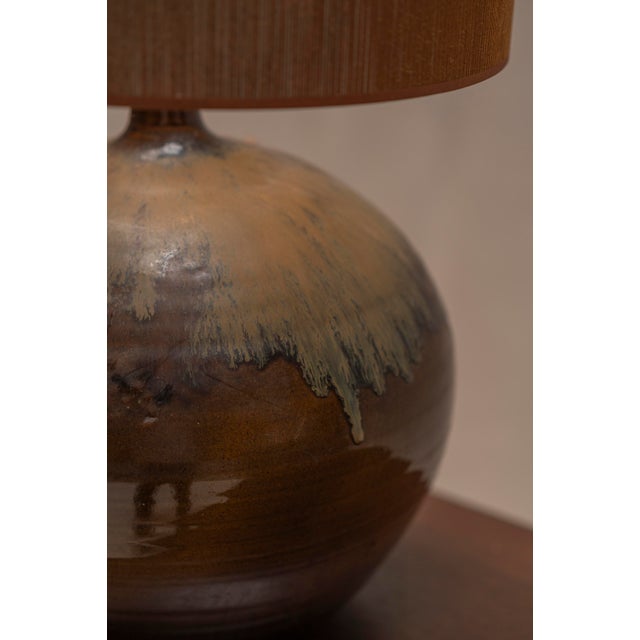 1970s Large French Glazed Ceramic Table Lamp, 1970s For Sale - Image 5 of 11