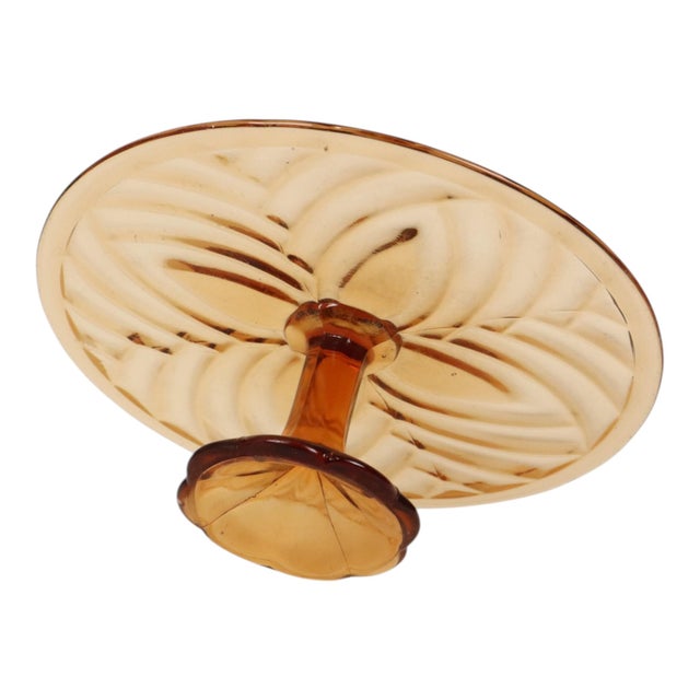 Glass Art Deco Orange Amber Cake Plate Pastry Dish from Val Saint Lambert, 1930s For Sale - Image 7 of 13