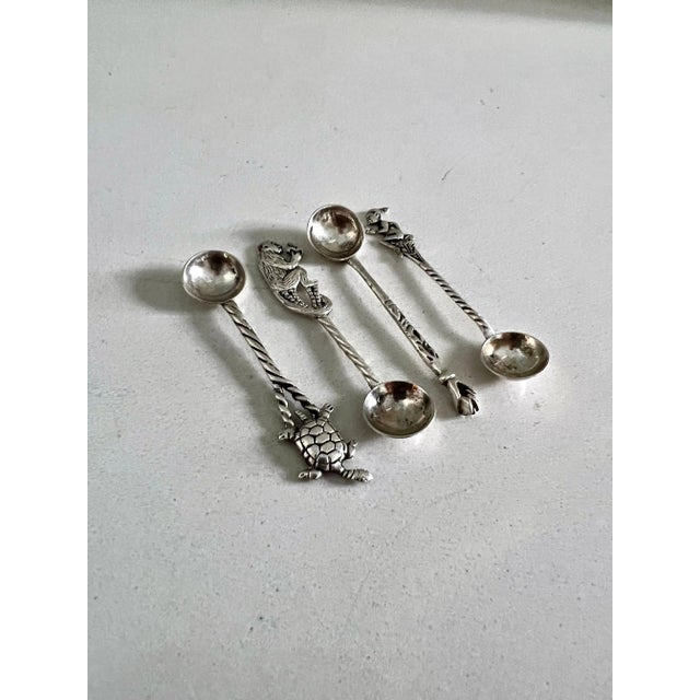 Mid 20th Century Four Sterling Silver Sugar or Salt Spoons For Sale - Image 5 of 10