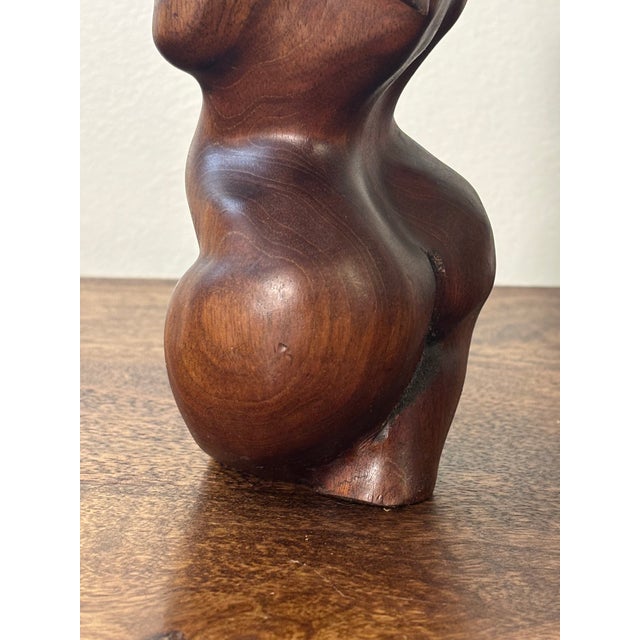 Mid 20th Century Vintage Studio Hand Carved Mahogany Female Torso Sculpture For Sale - Image 5 of 9