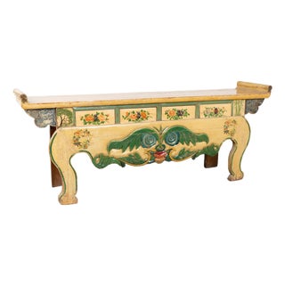 19th Century Chinese Yellow Lacquered Altar Table Console For Sale