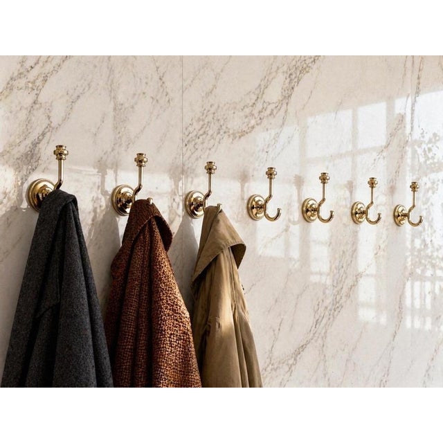 Gold Hollywood Regency Brass Wall Coat Hooks, 1970s, Set of 7 For Sale - Image 8 of 12