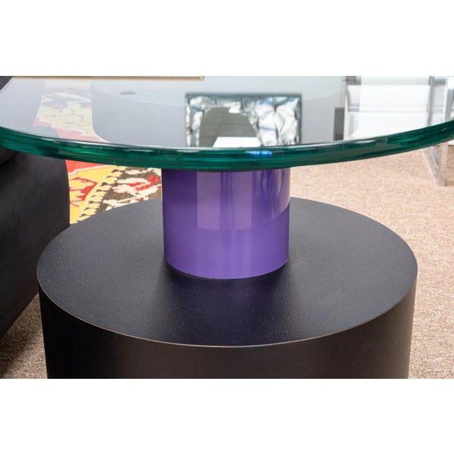 Memphis Style Postmodern Black Purple and Circular Glass Side End ...