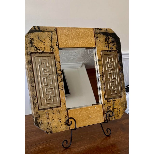 Wood Hollywood Regency Mirror With Greek Key Motif For Sale - Image 7 of 12