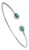 Contemporary Twin Emerald & Diamond Halo Open Cuff Bangle Bracelet in Sterling Silver For Sale