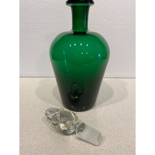 1980s Green Glass Decanter For Sale - Image 4 of 6
