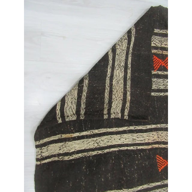 Mid 20th Century 1960's Vintage Kilim Black & Gray Striped Rug- 9′10″ × 10′ For Sale - Image 5 of 6