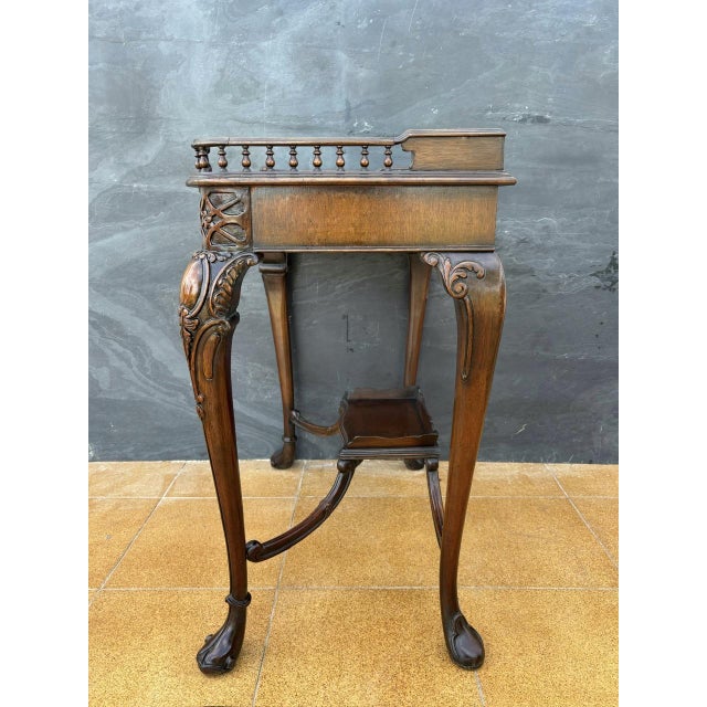 Louis XV Style Carved Wood Side Table with Gallery Top and Cabriole Legs, 1930s For Sale - Image 9 of 13