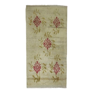 Vintage Zabihi Collection Small Turkish Floral Rug For Sale