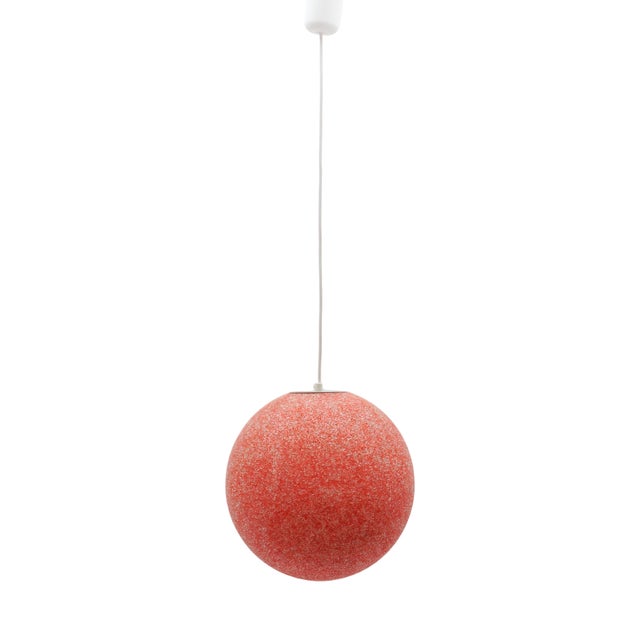 Red Acrylic Granulate Pendant Lamp, 1960s For Sale