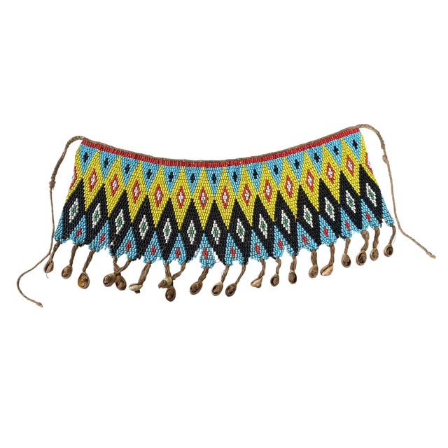 Blue Vintage Ceremonial Skirt Kirdi Beaded Cache Sex Pikuran Cameroon 18" W For Sale - Image 8 of 9
