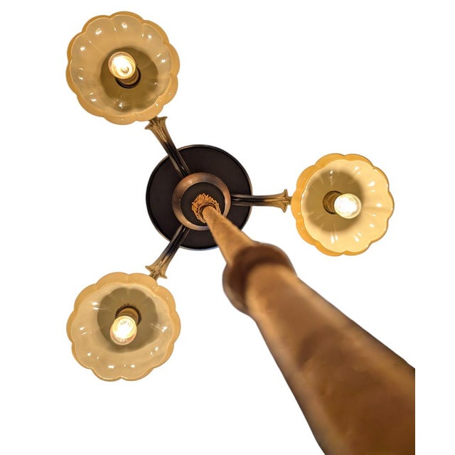 Cream Large 3-Arm Chandelier by Paavo Tynell for Oy Taito AB, 1940s For Sale - Image 8 of 18