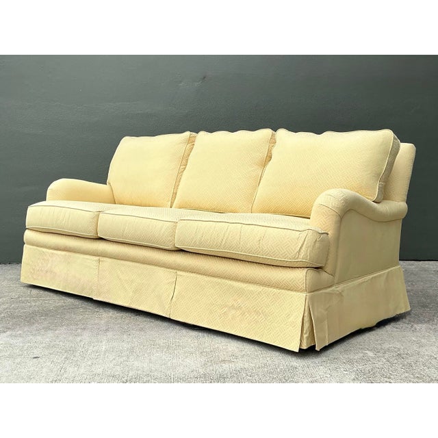Late 20th Century Vintage Hancock and Moore Three Seat Sofa in Scalamandre For Sale - Image 5 of 9