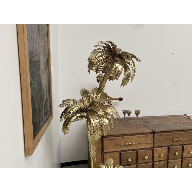 Large Brass Palm Tree Floor Lamp with 3 Trunks, 2010s For Sale - Image 12 of 18