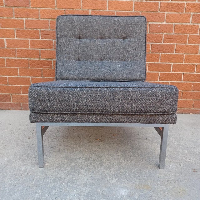 Metal Mid Century Modern Knoll Armless Lounge Chair For Sale - Image 7 of 10