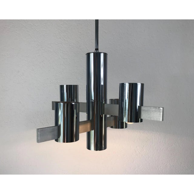 1960s Chrome 4-Arm Chandelier by Gaetano Sciolari, Italy For Sale - Image 6 of 13