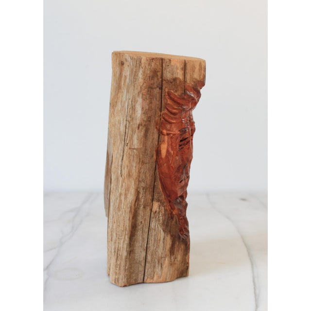 Vintage Hand Carved Wood Face Sculpture For Sale In Milwaukee - Image 6 of 8
