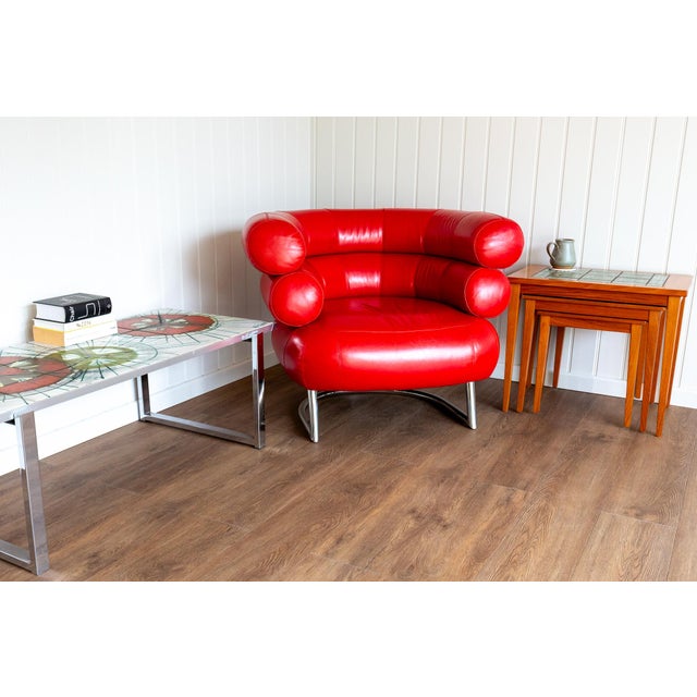 Vintage Red Leather Lounge Chair by Eileen Gray, 1980s For Sale - Image 14 of 18