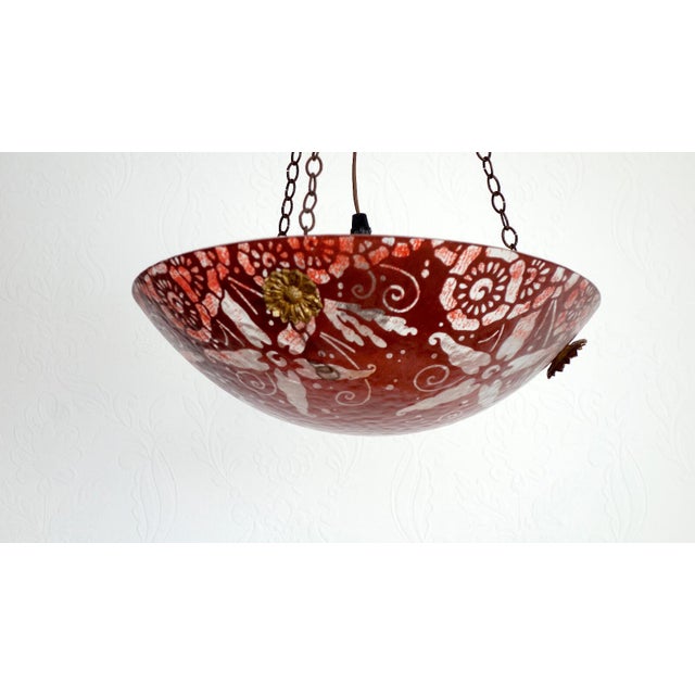 Antique French Brass and Pate de Verre Pendant, 1950s For Sale - Image 14 of 14