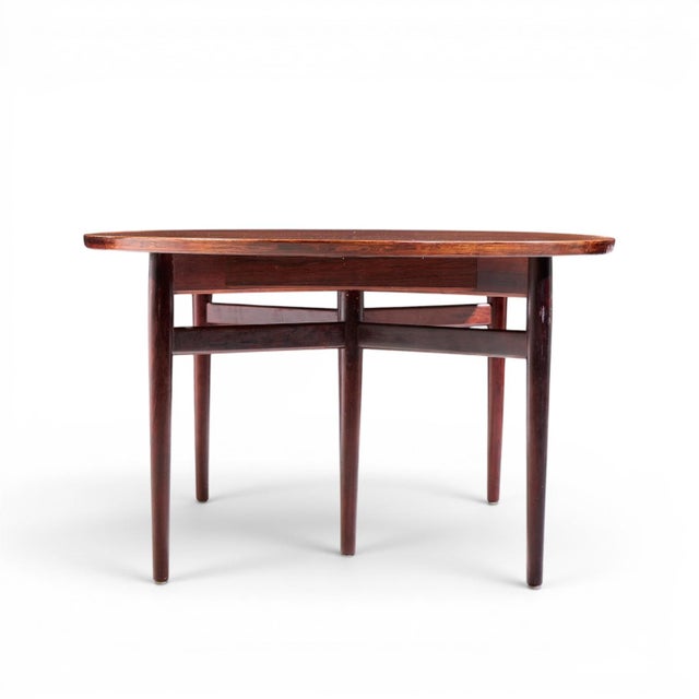 Mid 20th Century Arne Vodder for Sibast Mid Century Danish Rosewood Expanding Oval Dining Table With 2 Leaves For Sale - Image 5 of 13