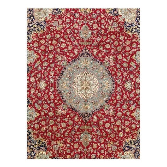 This is a 70 Raj super fine Tabriz rug . During the great revival of rug weaving in the nineteenth century Tabriz still...