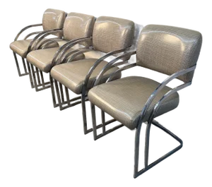 Mid 20th Century Set of Four Upholstered Dining Chairs by Contemporary Shells Inc.