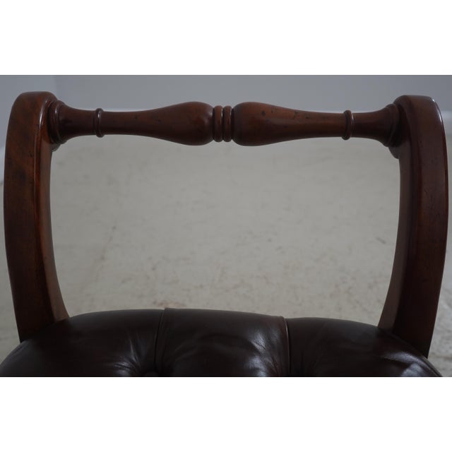 Brown French Louis XVI Style Brown Leather Seat Bench For Sale - Image 8 of 12